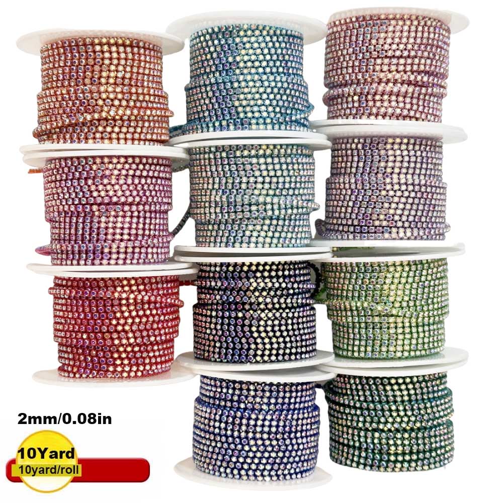 Sew On Rhinestone - 9m New 2mm Crystal AB Rhinestone