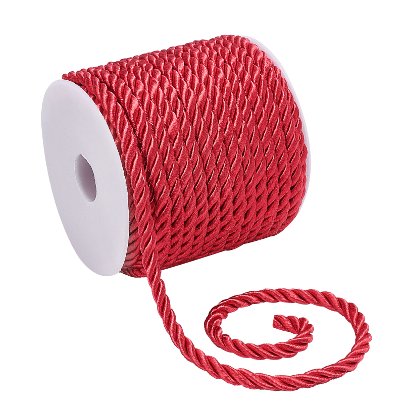 Cord Trim Twisted - 19.6 Yard Red Silk Rope 3-Ply