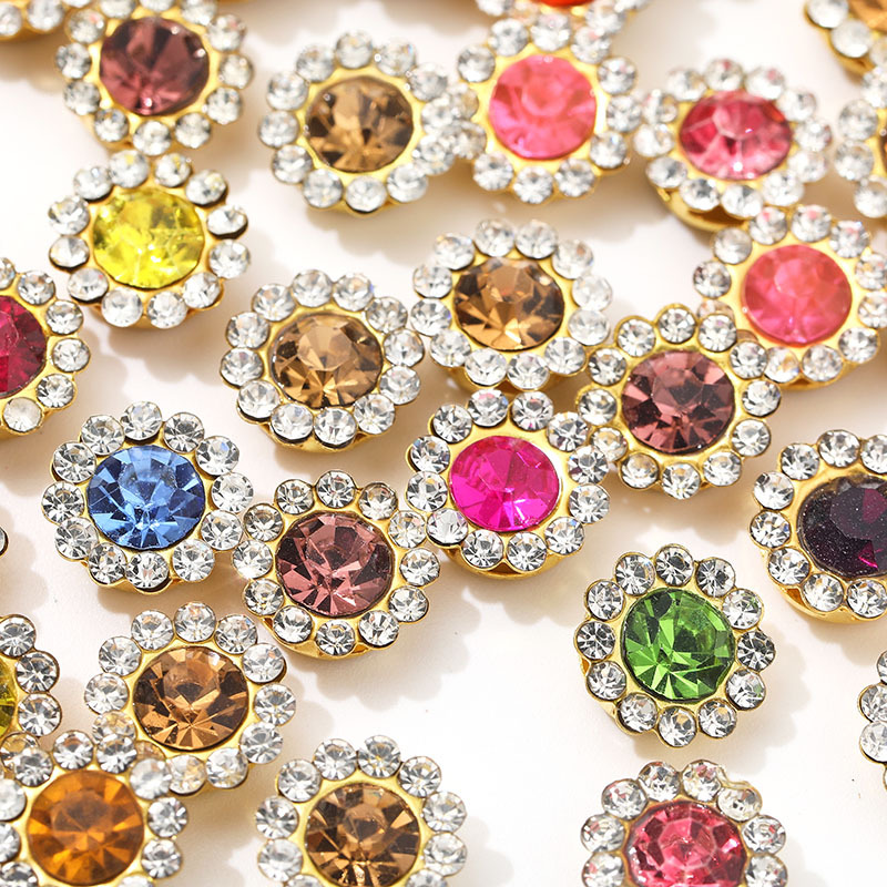 Sew On Rhinestone - 1000PCS 10mm Sunflower Claw Rhinestones Gold