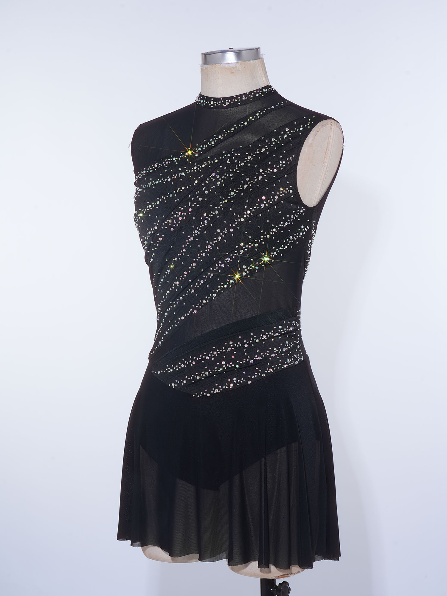 Rhinestone Banding Trim - Rhinestone Women Backless Irregular Hem Fringed