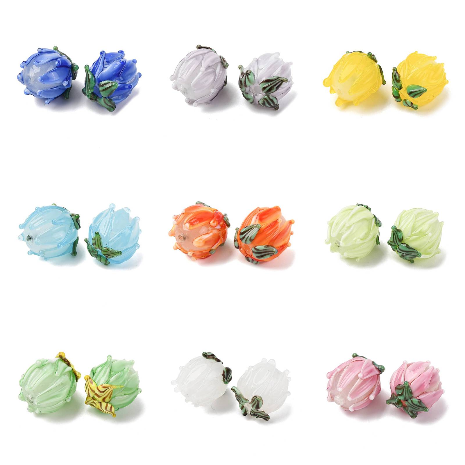 20pcs Handmade Lampwork Tulip  - Embellishment Crafts 评论和价格