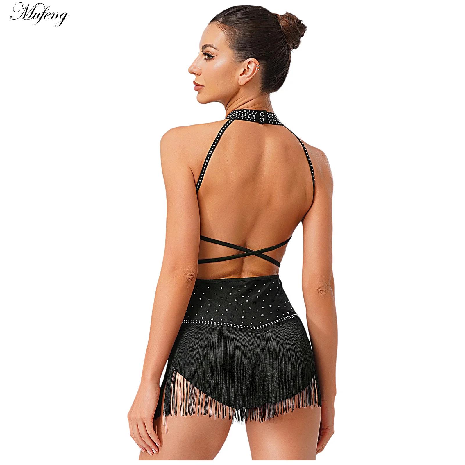 Women Dance Rhythmic Dresses S - Rhinestone Banding Trim 评论和价格