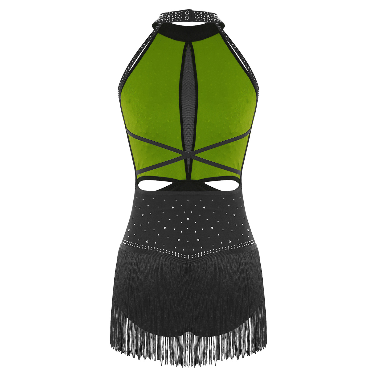 Women Dance Rhythmic Dresses S - Rhinestone Banding Trim 评论和价格