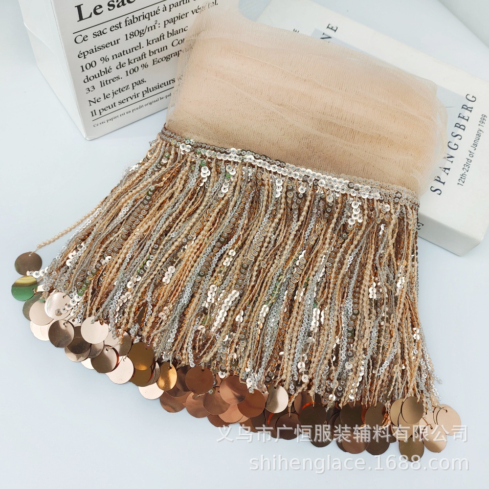10Yards Sequins Tassel Lace Tr - Beaded Trim Fringe 评论和价格