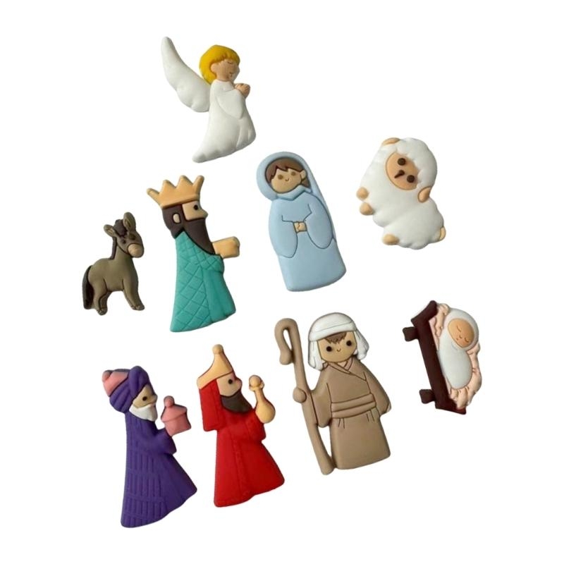 652F 9Pieces Nativity Scene Ch - Christmas Craft Embellishment 评论和价格