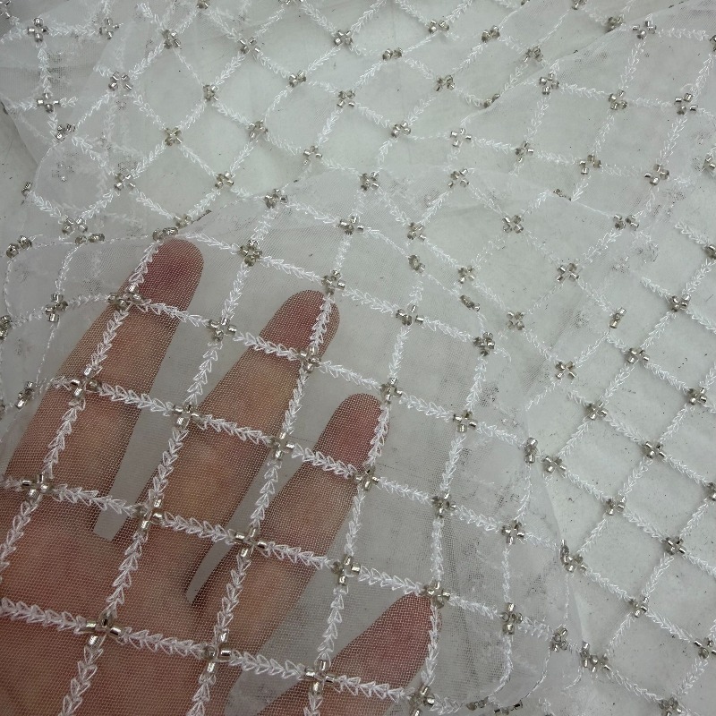 Ripstop Beaded Embroidery Sequ - Crystal Mesh Fabric 评论和价格