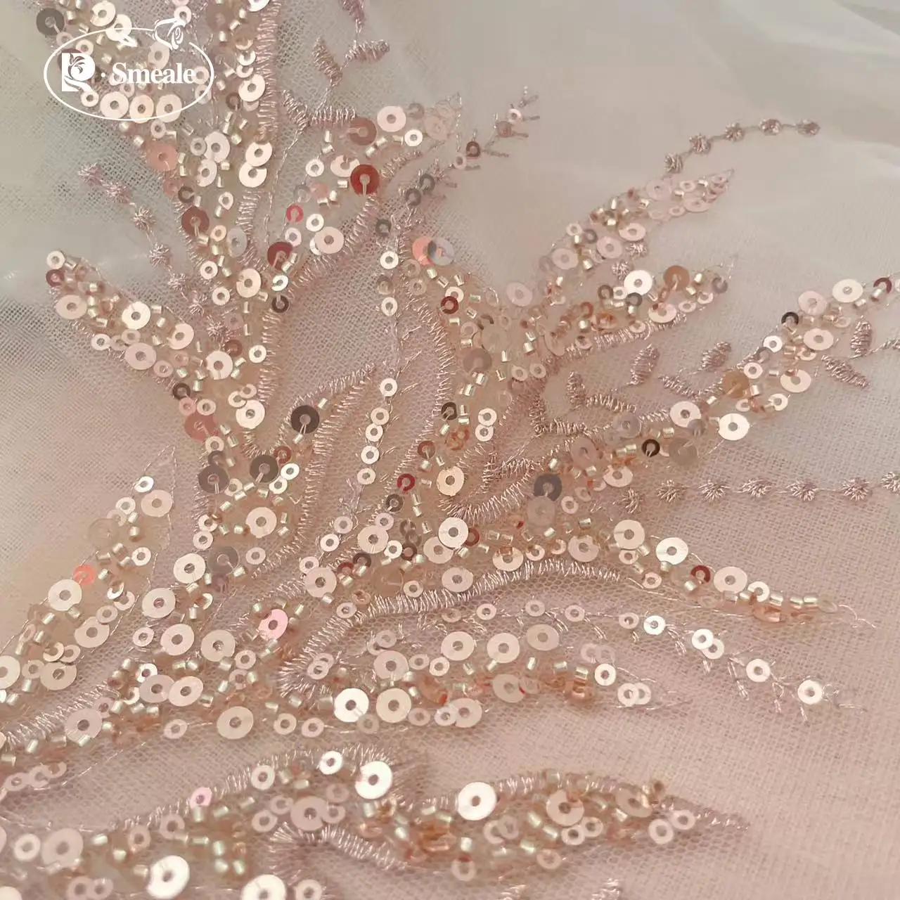 5Pair-2Pair.Rose Gold Sequin T - Applique Patch Flower 评论和价格