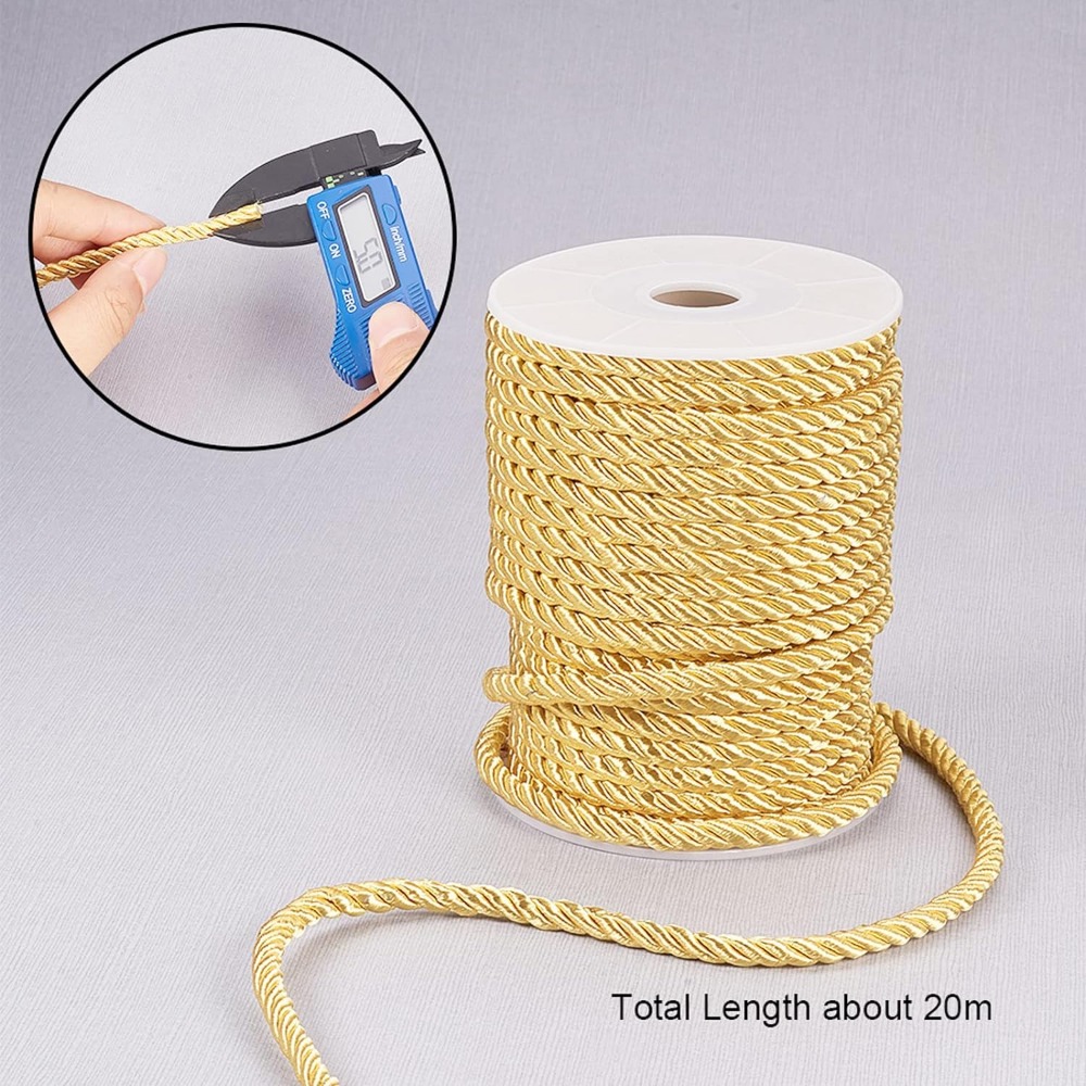 5mm 18 Yards Twisted Gold Rope - Cord Trim Twisted 评论和价格
