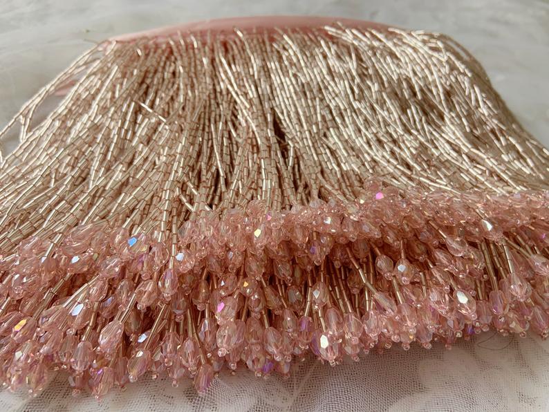 1 Yard Green Bead Fringe Tasse - Beaded Trim Fringe 评论和价格