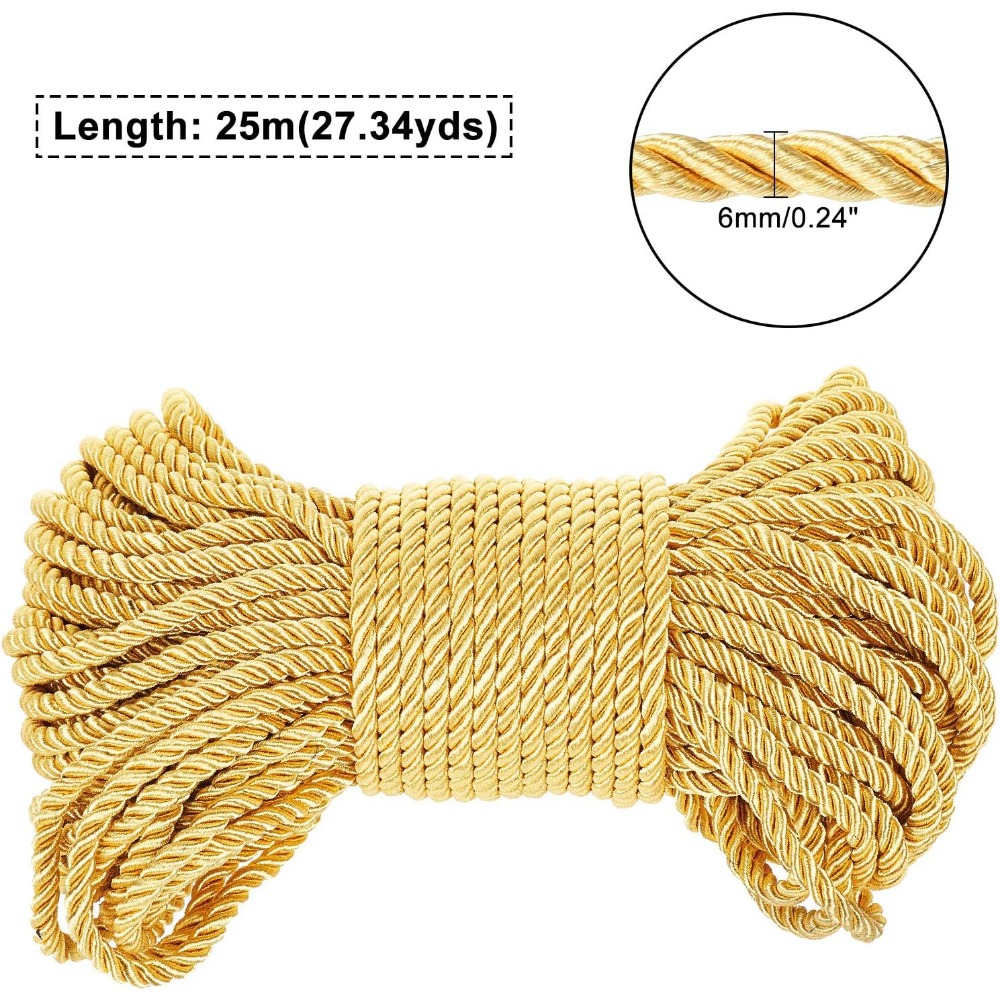 6mm Gold Cord 27 Yards Twisted - Cord Trim Twisted 评论和价格