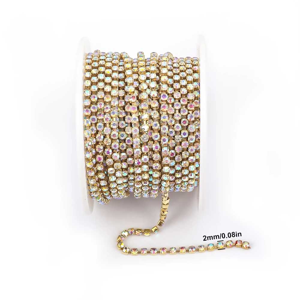 9m New 2mm Crystal AB Rhinesto - Sew On Rhinestone 评论和价格