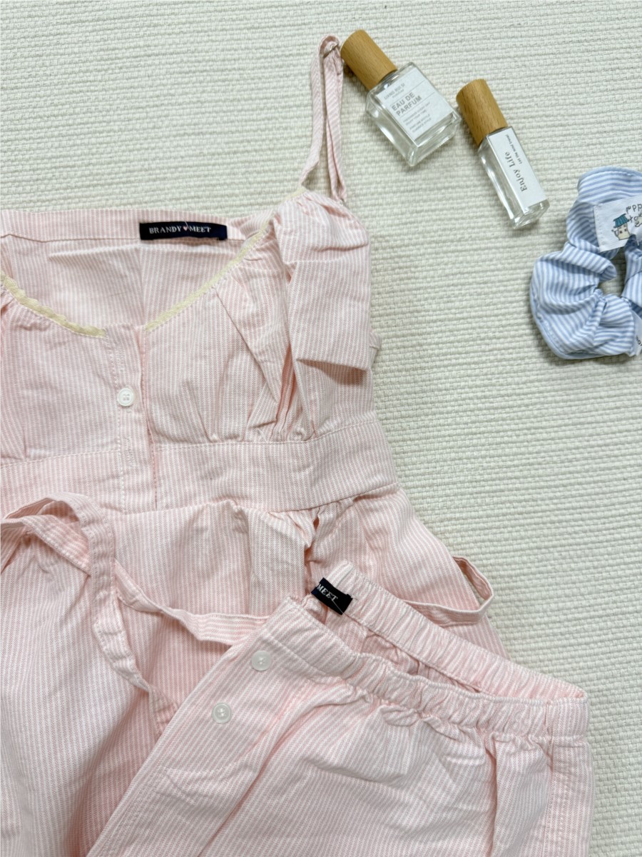 Pink Striped Lace Trim Tank Sh - Elastic Lace Trim 评论和价格