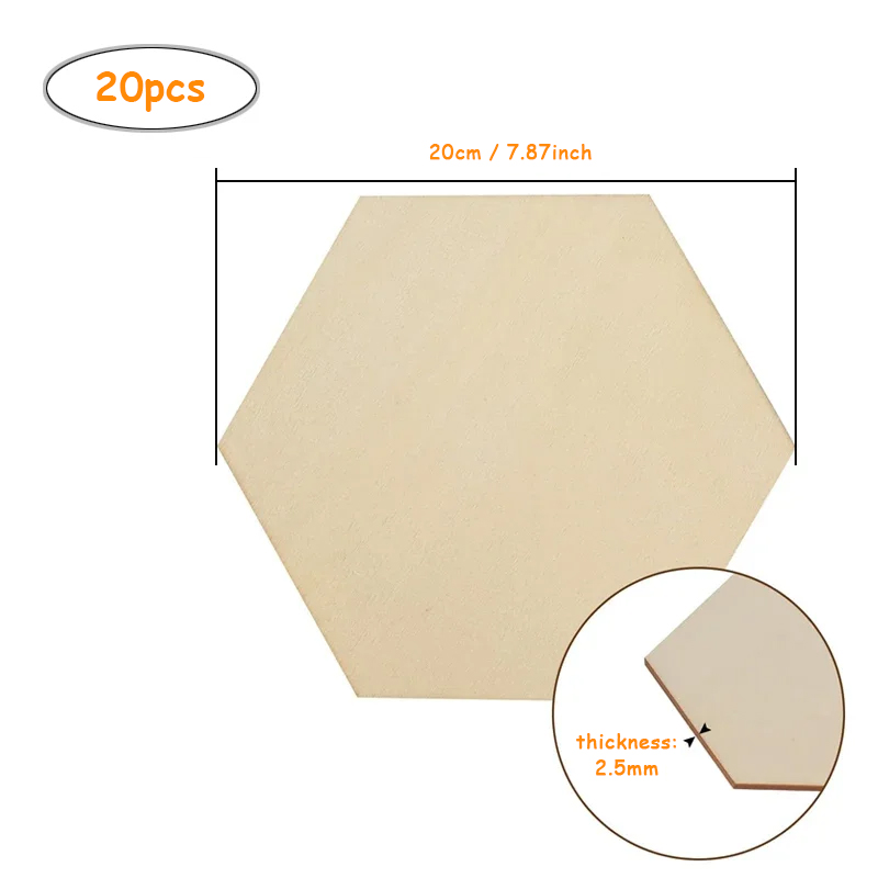 20pcs 20cm Hexagon Unfinished  - Craft Embellishments 评论和价格