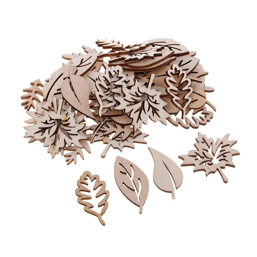 50 Pieces Wooden Leaves Embell - Christmas Craft Embellishment 评论和价格
