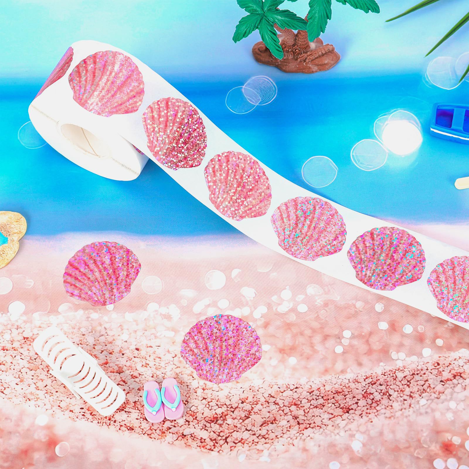 500 Pcs Summer Seashell Sticke - Glitter Vinyl Roll 评论和价格