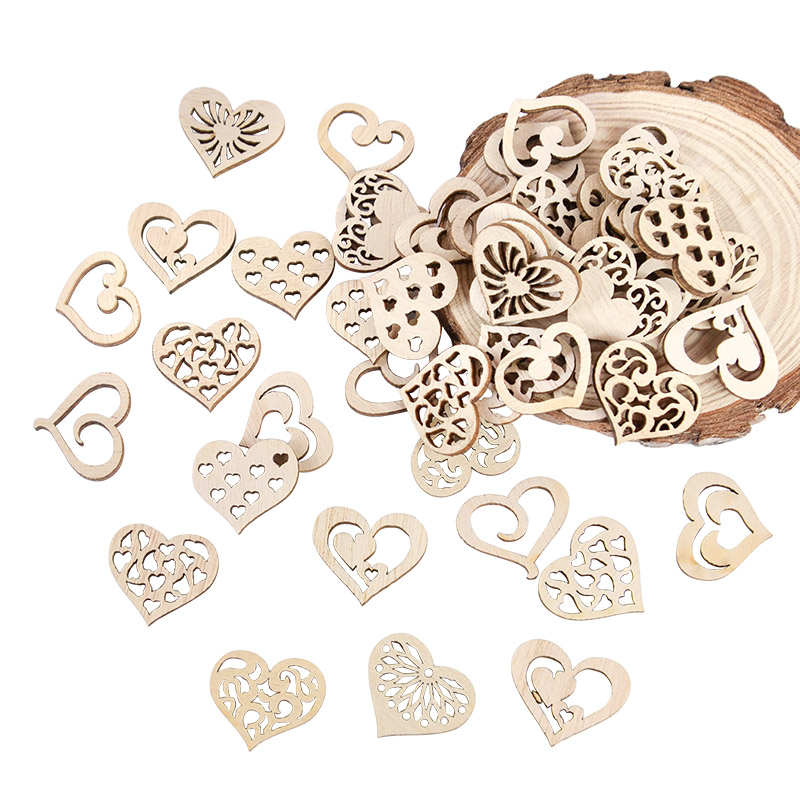 50/100pcs Hollowed Heart Patte - Craft Embellishments 评论和价格