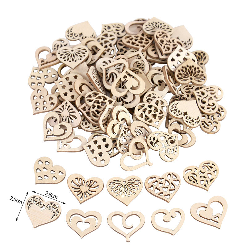 50/100pcs Hollowed Heart Patte - Craft Embellishments 评论和价格
