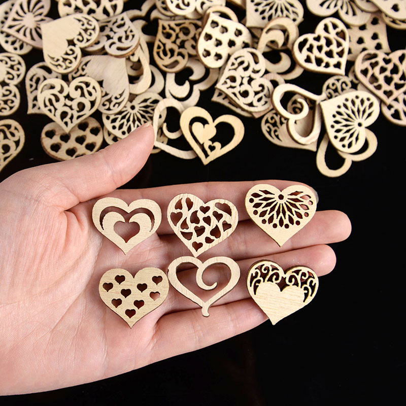 50/100pcs Hollowed Heart Patte - Craft Embellishments 评论和价格