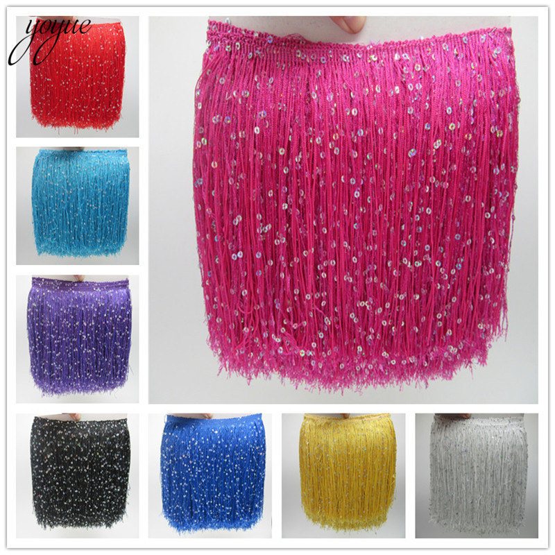 YOYUE 1Yard 20CM Long Polyeste - Beaded Trim Fringe 评论和价格