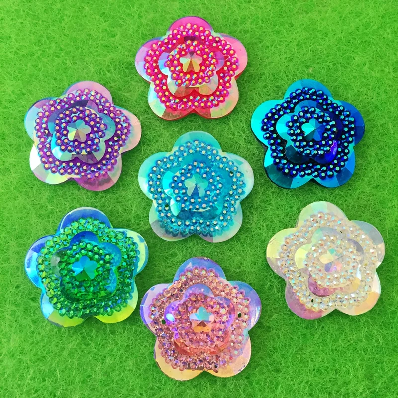 12pcs Glitter Crystal AB Flowe - Sew On Rhinestone 评论和价格