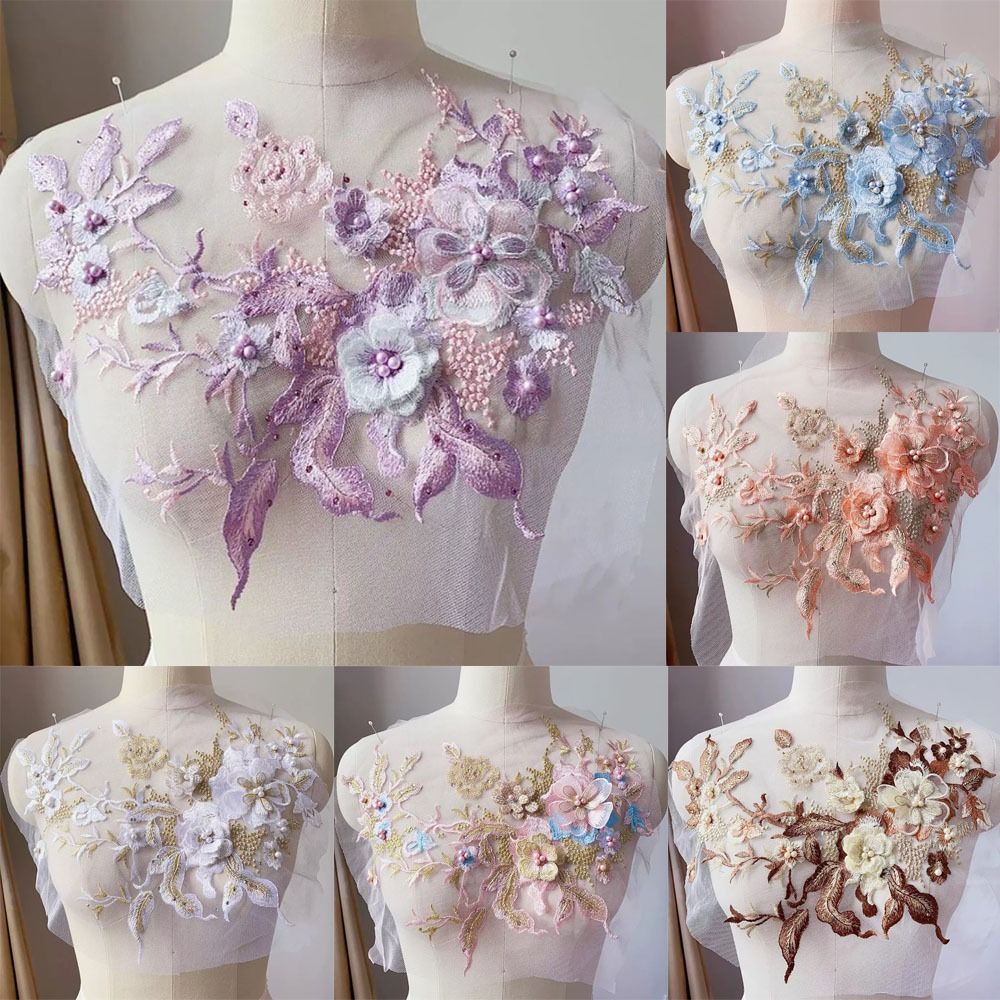 3D Flowers Beaded Lace Fabrics - Embellishments For Scrapbooking 评论和价格