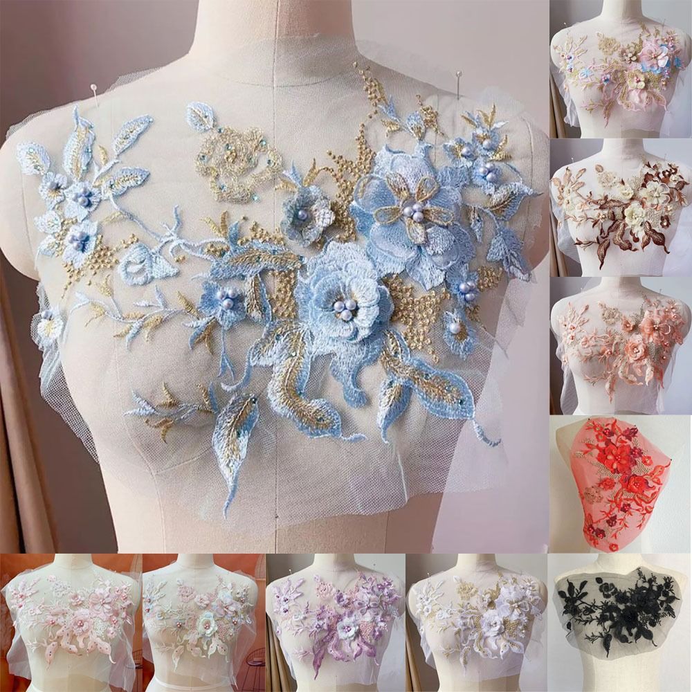3D Flowers Beaded Lace Fabrics - Embellishments For Scrapbooking 评论和价格