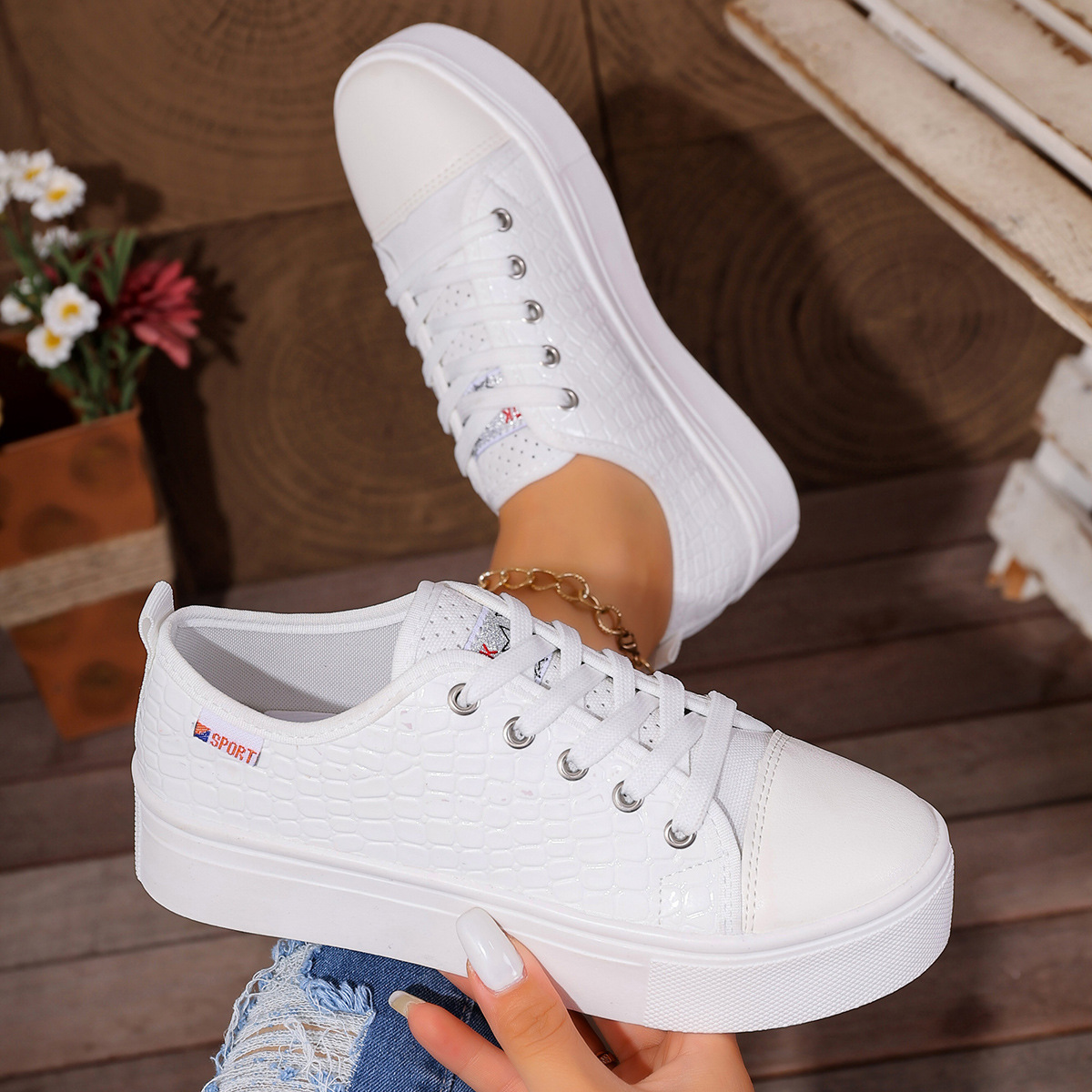 New women's flat casual single - Guipure Lace Panel 评论和价格