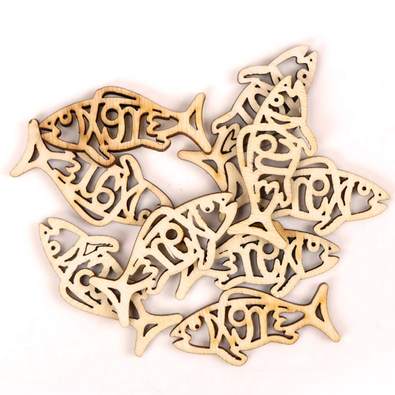 Wooden Cute Fish Shape Arts Pa - Craft Embellishments 评论和价格