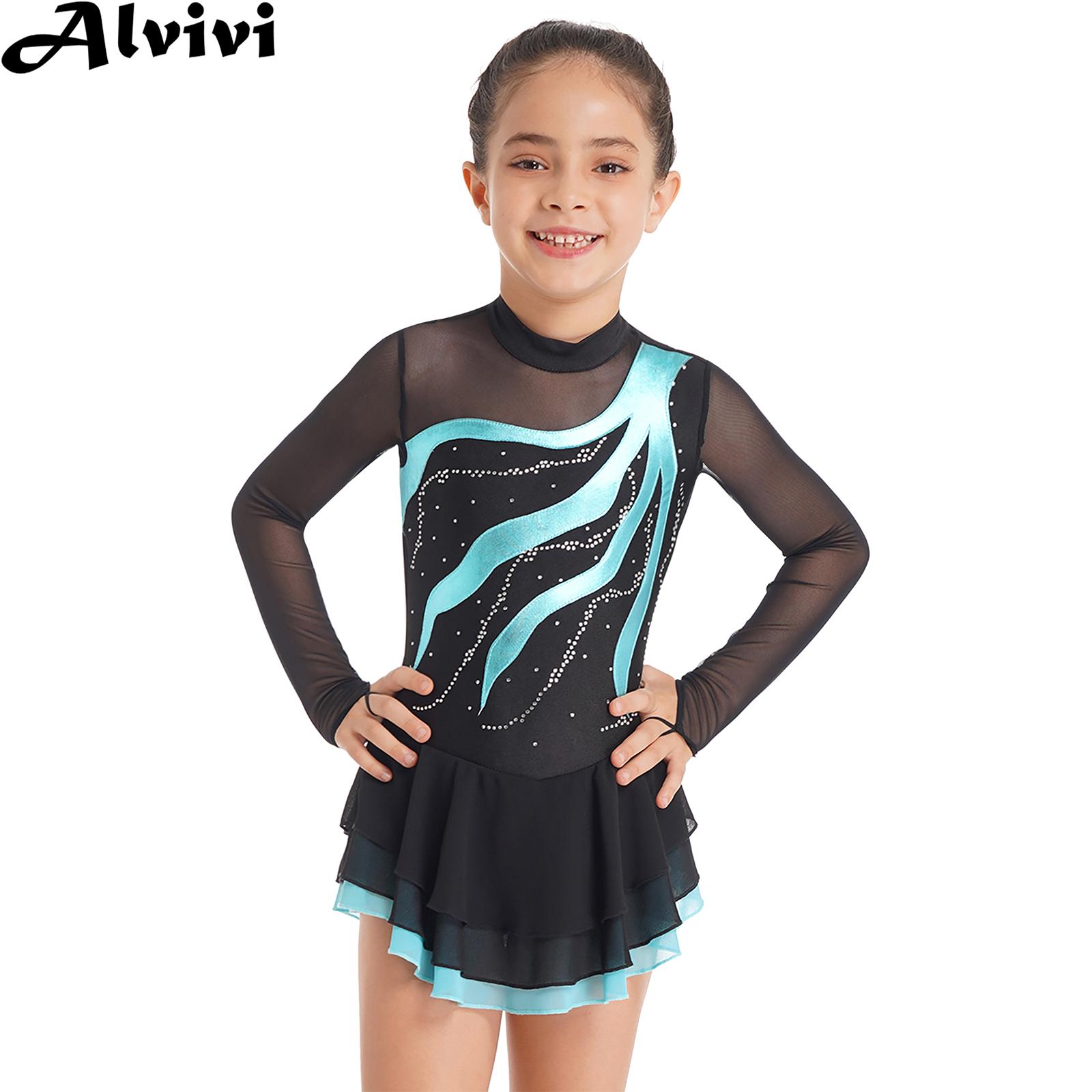 Girls Figure Ice Skating Cloth - Rhinestone Banding Trim 评论和价格