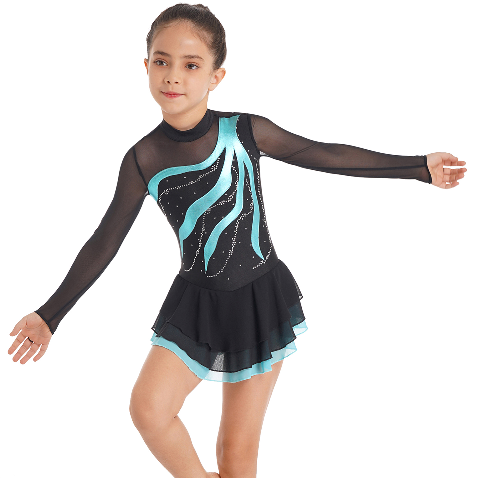 Girls Figure Ice Skating Cloth - Rhinestone Banding Trim 评论和价格