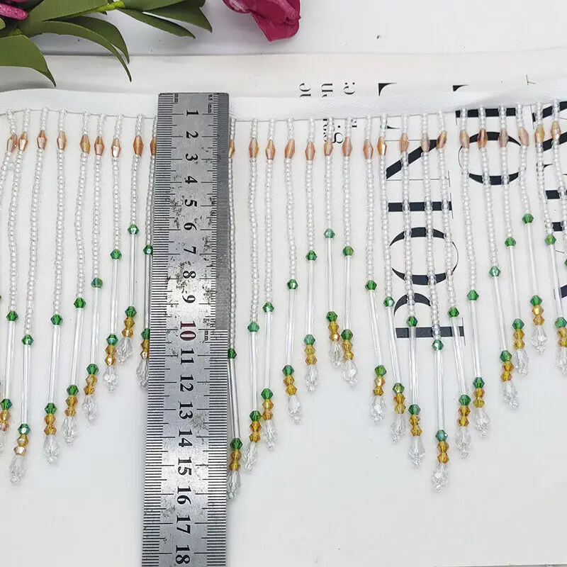 Glass Tube Fringe Tassel 16cm  - Beaded Trim Fringe 评论和价格