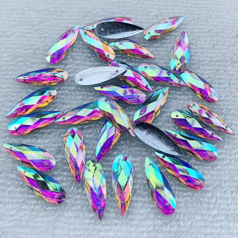 40pcs 8*22mm Sewing white AB D - Sew On Rhinestone 评论和价格