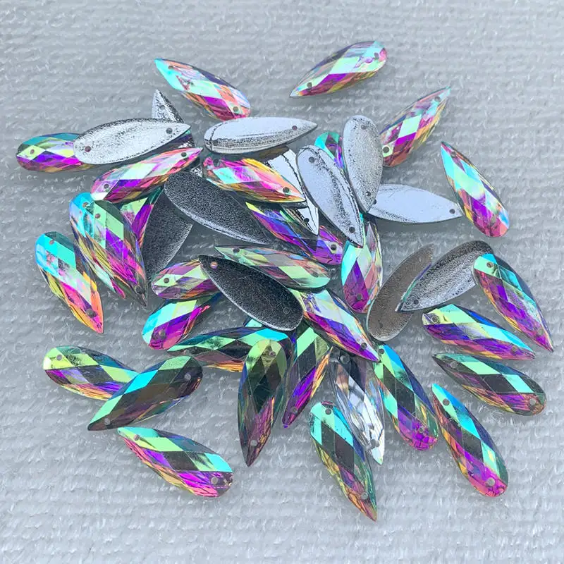 40pcs 8*22mm Sewing white AB D - Sew On Rhinestone 评论和价格