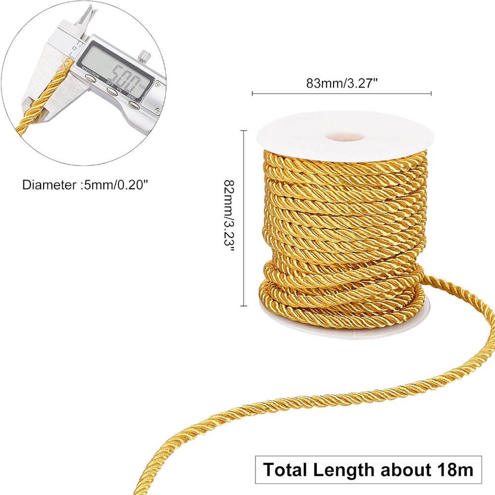 59 Feet Gold Cord 5mm Twisted  - Cord Trim Twisted 评论和价格