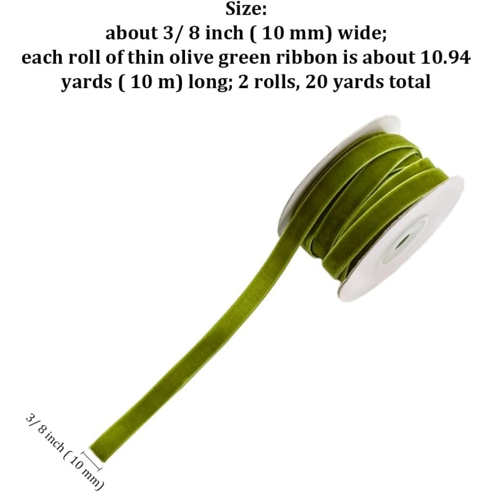 2 Rolls 21.88 Yards 3/8 Inch G - Velvet Ribbon Roll 评论和价格