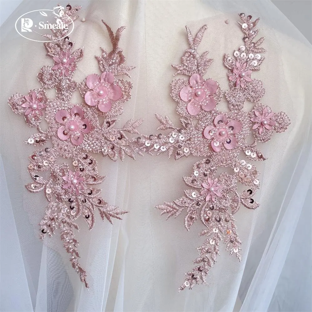 2PCS/1Pair New 12 Colors Sequi - Applique Patch Flower 评论和价格