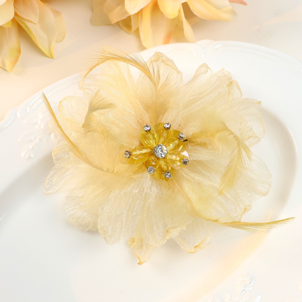 Handmade Mesh Feather Flower B - Crystal Mesh Fabric 评论和价格