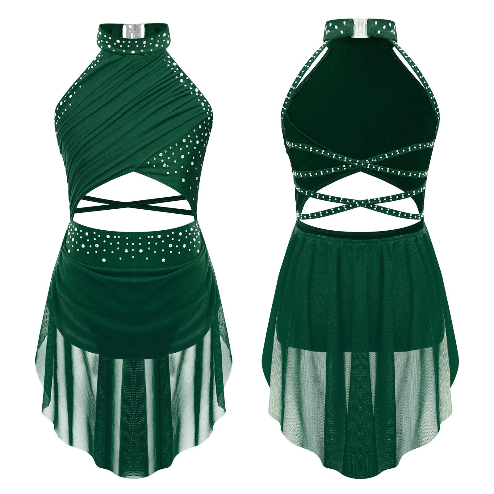 Girls Lyrical Dance Dress Rhin - Rhinestone Banding Trim 评论和价格