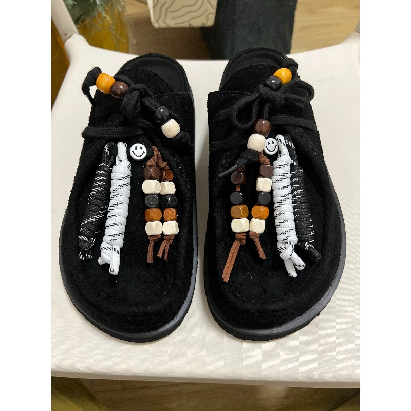 Women Men Clogs Cow Suede Leat - Guipure Lace Panel 评论和价格