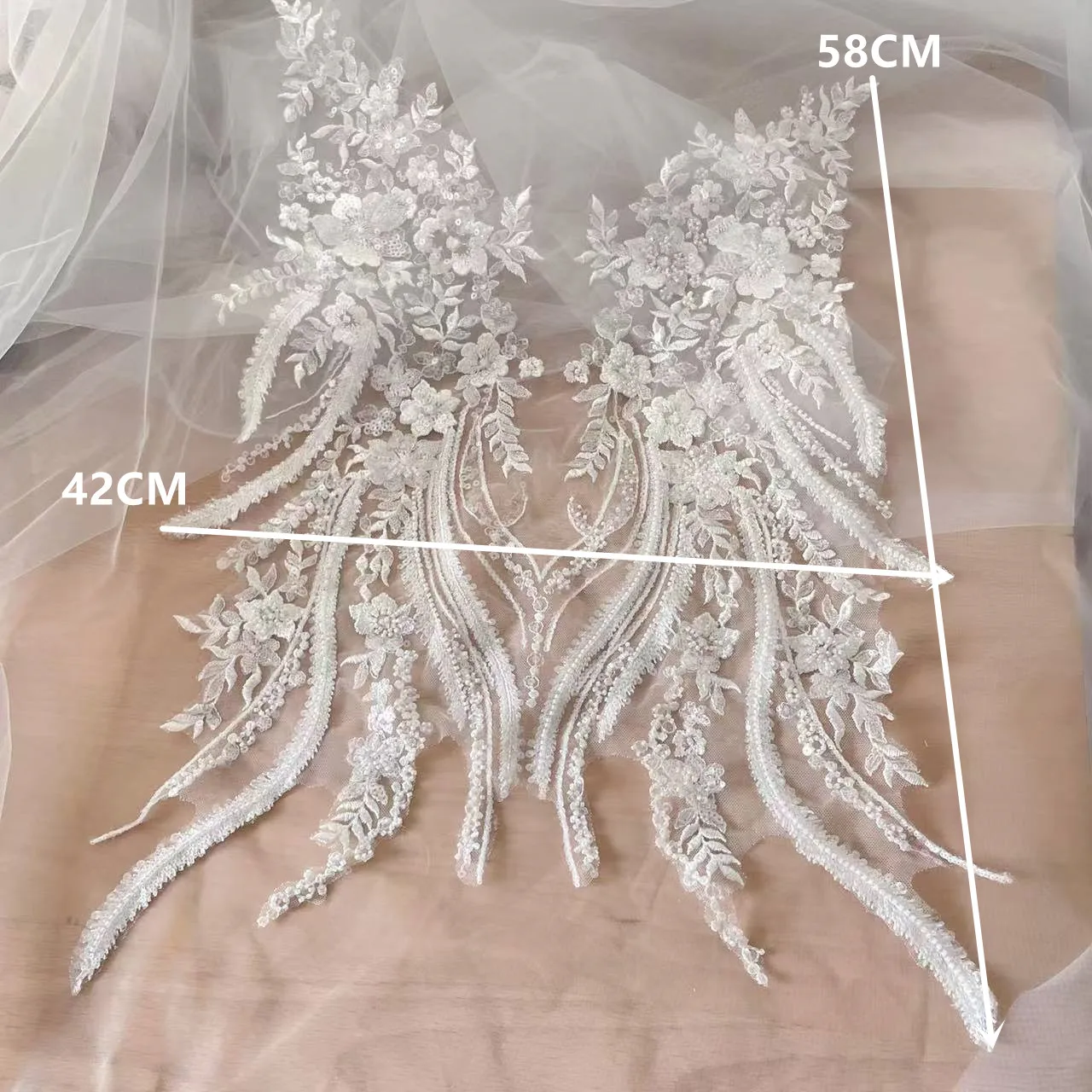 New Beaded Sequins Lace Mirror - Applique Patch Flower 评论和价格
