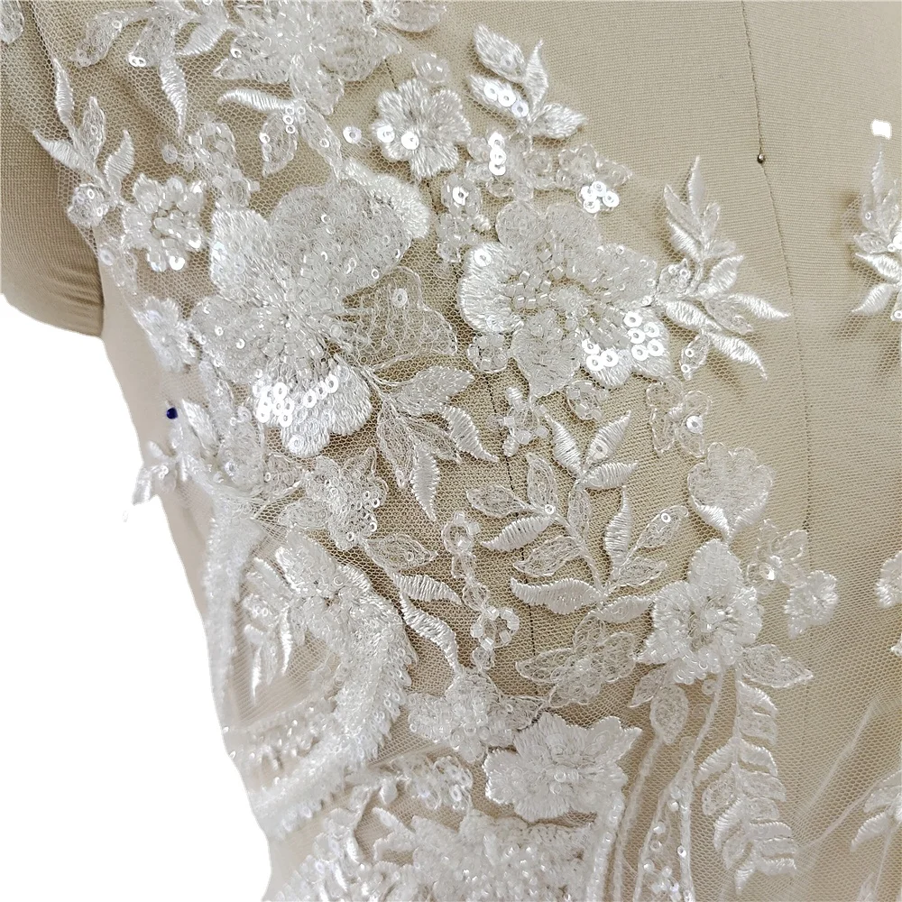 New Beaded Sequins Lace Mirror - Applique Patch Flower 评论和价格
