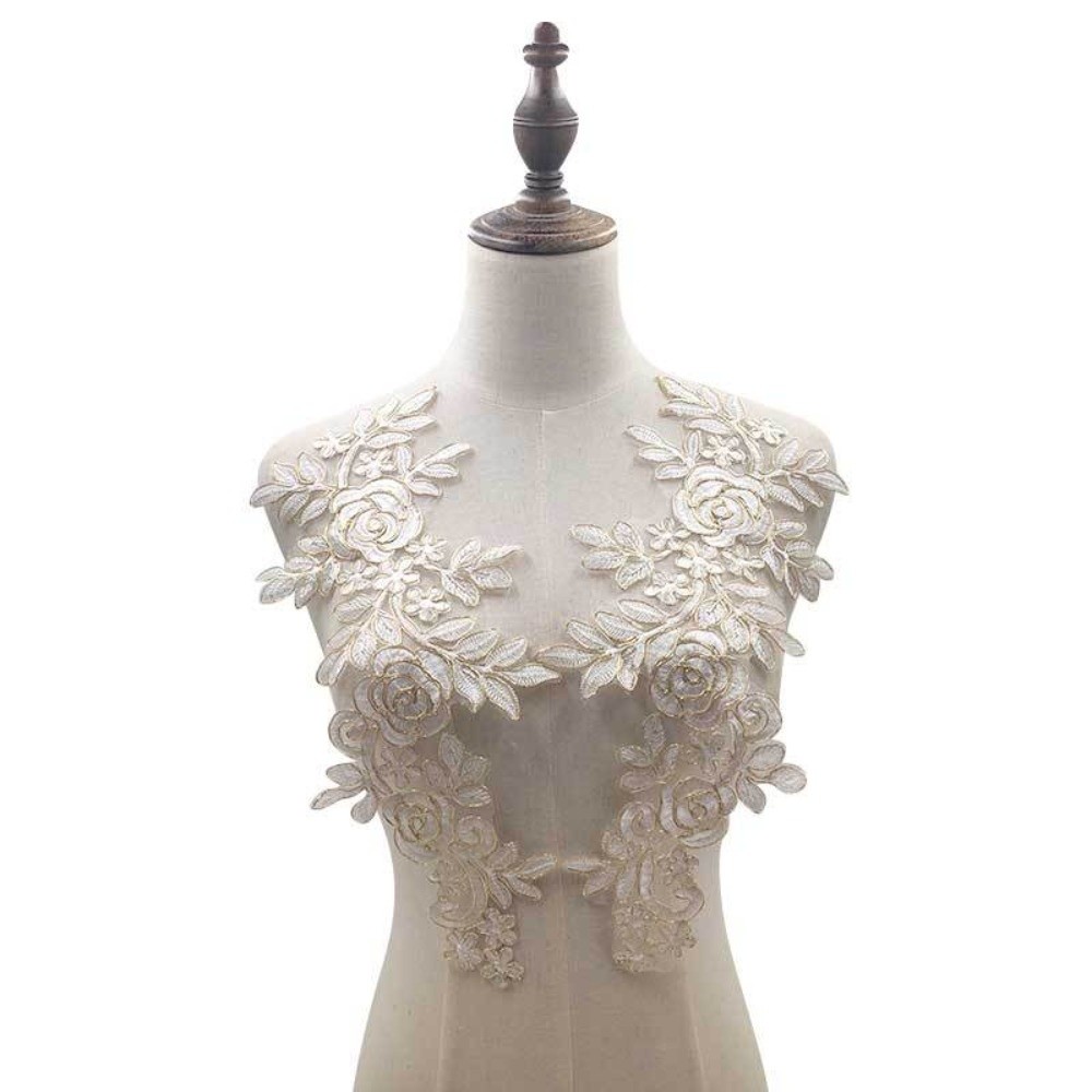 1Pair Polyester Fiber Embroide - Applique Patch Flower 评论和价格