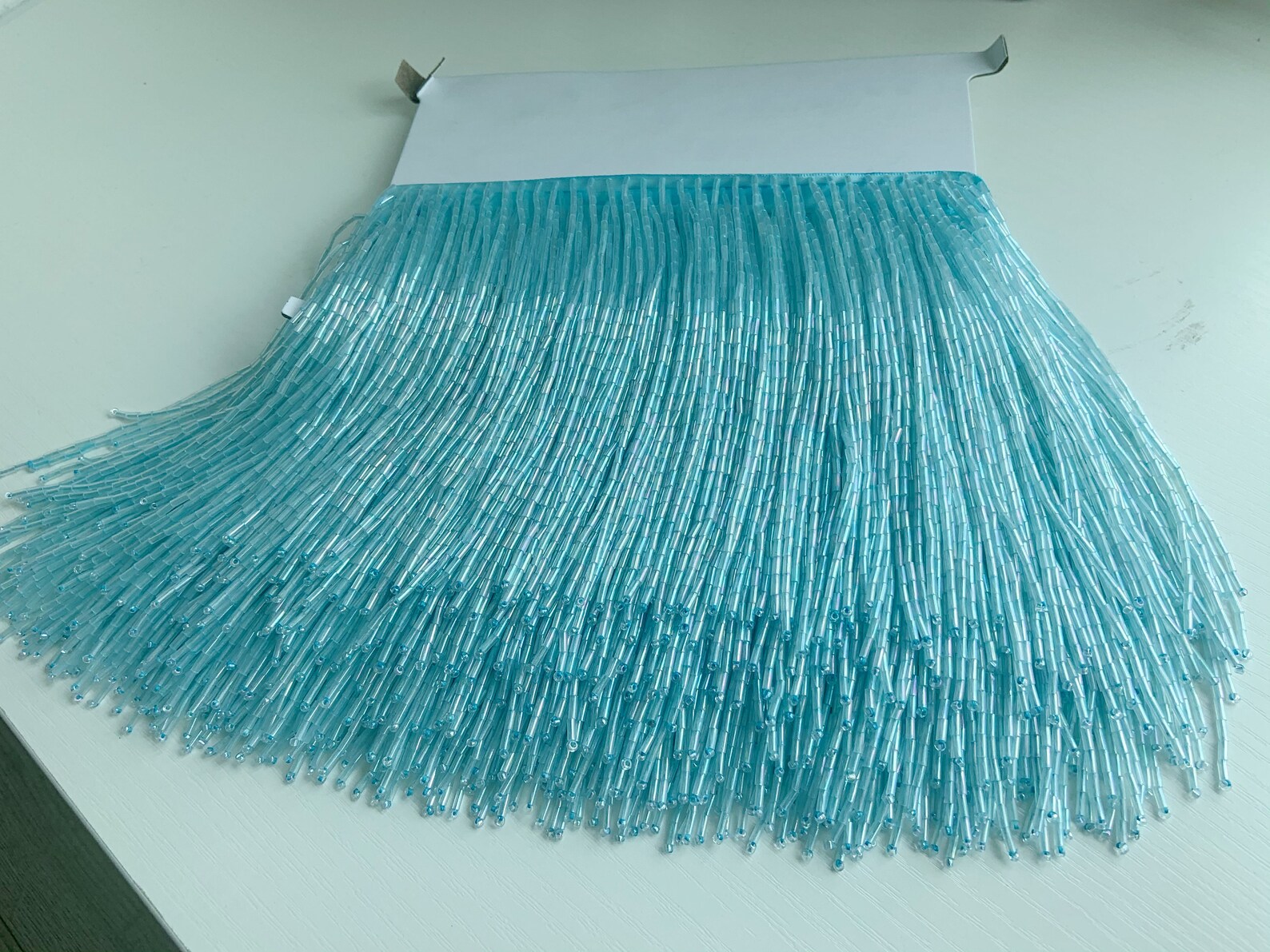 1 Yard Light Blue Bead Fringe  - Beaded Trim Fringe 评论和价格