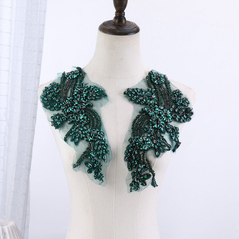 Beaded floral appliqués, hand- - Sew On Rhinestone 评论和价格